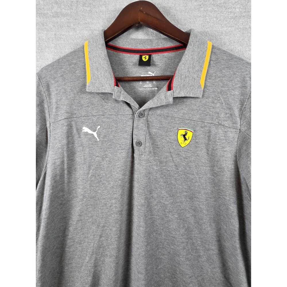 Puma Scuderia Ferrari Race Golf Polo Shirt Mens XL 531686-03 Gray Logo